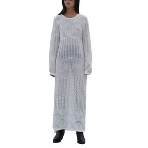 Birgitte Herskind Crochet White Kennedy Maxi Dress Size M NWT